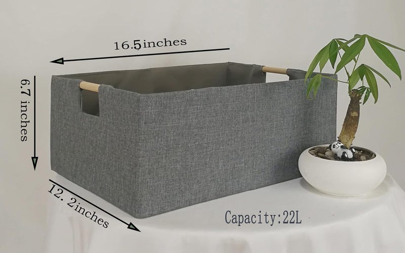FUULOXE Storage Bin for Shelves Rectangle Closet Baskets Foldable Box with Handles Gray Shelf Baskets Toy Boxes for Home Office Car Dormroom - Image 2
